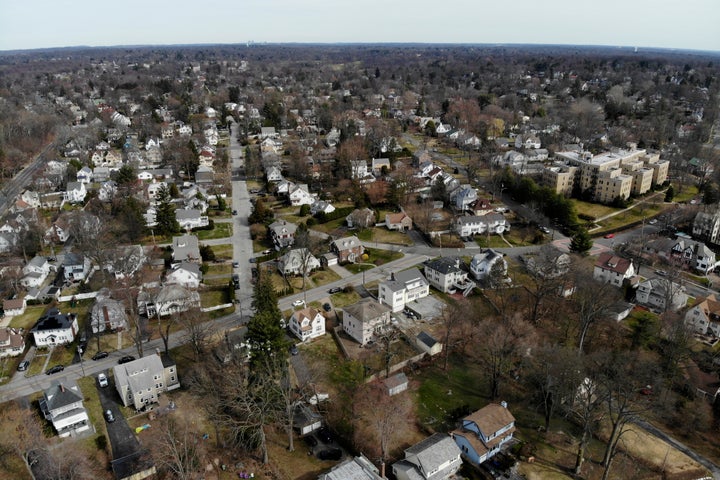 A suburban area that mostly falls within the containment area in New Rochelle, New York, on March 11, 2020. 