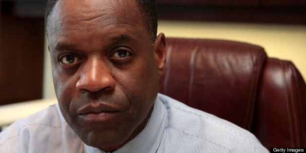 Kevyn Orr, emergency manager for the City of Detroit, sits for a photograph in his office at the Coleman A. Young Municipal Center in Detroit, Michigan, U.S., on Tuesday, May 7, 2013. Orr, 54, a Washington bankruptcy lawyer who worked on the reorganization of Chrysler Group LLC, became the emergency manager March 25 against the opposition of the nine-member city council. Photographer: Jeff Kowalsky/Bloomberg via Getty Images 