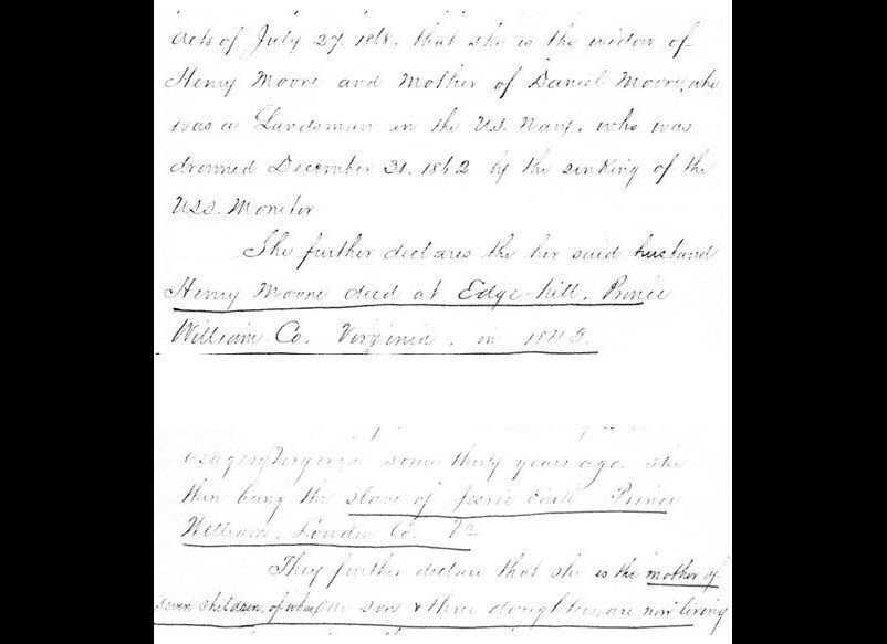 Moore Family Details in a Civil War Pension File