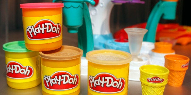 UNITED STATES - FEBRUARY 15: A Hasbro Inc. Play-Doh set is displayed at the Hasbro New York Toy Fair 2008 in New York, U.S., on Friday, Feb. 15, 2008. The U.S. Toy Industry Association, whose members include Mattel Inc. and Hasbro Inc., said its board unanimously approved a plan for a new testing system following the recall of tens of millions of Chinese-made toys last year. (Photo by Jin Lee/Bloomberg via Getty Images)