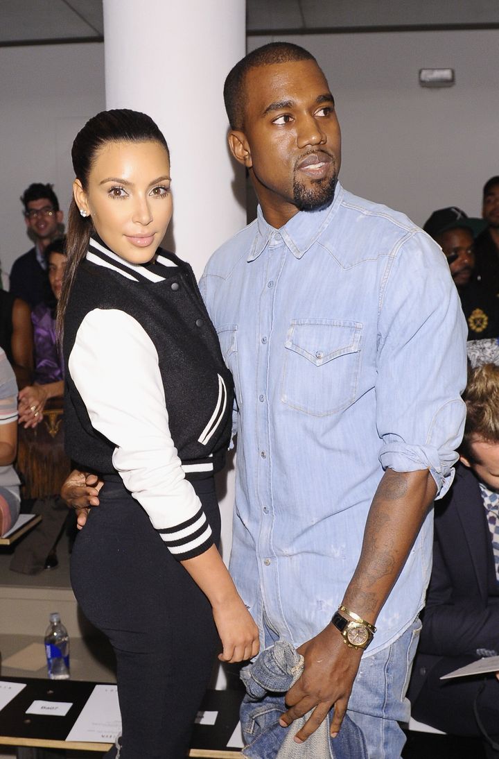 NEW YORK, NY - SEPTEMBER 12: TV Personality Kim Kardashian and Rapper Kanye West attend Louise Goldin Spring 2013 at Milk Studios on September 12, 2012 in New York City. (Photo by Michael Loccisano/Getty Images)