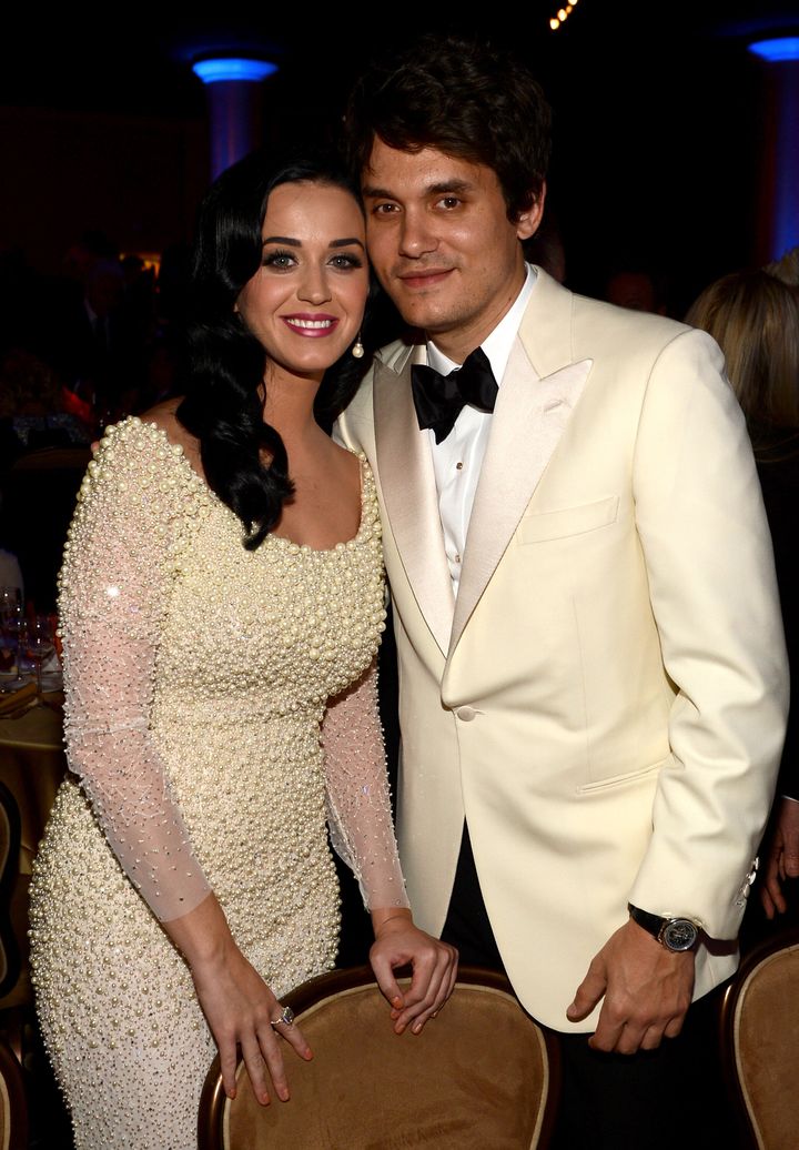 LOS ANGELES, CA - FEBRUARY 09: Singers Katy Perry and John Mayer attend the 55th Annual GRAMMY Awards Pre-GRAMMY Gala and Salute to Industry Icons honoring L.A. Reid held at The Beverly Hilton on February 9, 2013 in Los Angeles, California. (Photo by Larry Busacca/Getty Images for NARAS)
