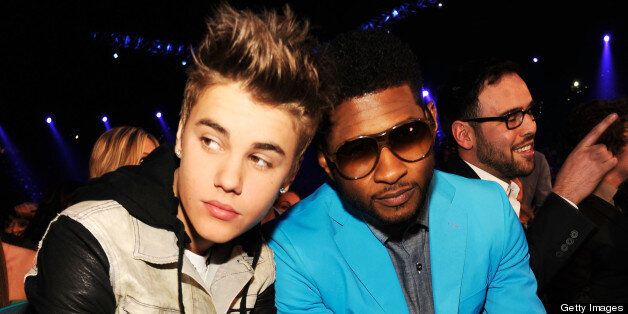 LAS VEGAS, NV - MAY 20: (EXCLUSIVE COVERAGE) Singers Justin Bieber and Usher attend the 2012 Billboard Music Awards at the MGM Grand Garden Arena on May 20, 2012 in Las Vegas, Nevada. (Photo by Kevin Mazur/WireImage)