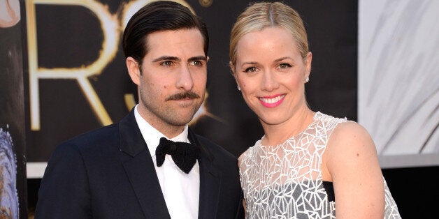 HOLLYWOOD, CA - FEBRUARY 24: Actor Jason Schwartzman (L) and Brady Cunningham arrive at the Oscars held at Hollywood & Highland Center on February 24, 2013 in Hollywood, California. (Photo by Kevin Mazur/WireImage)