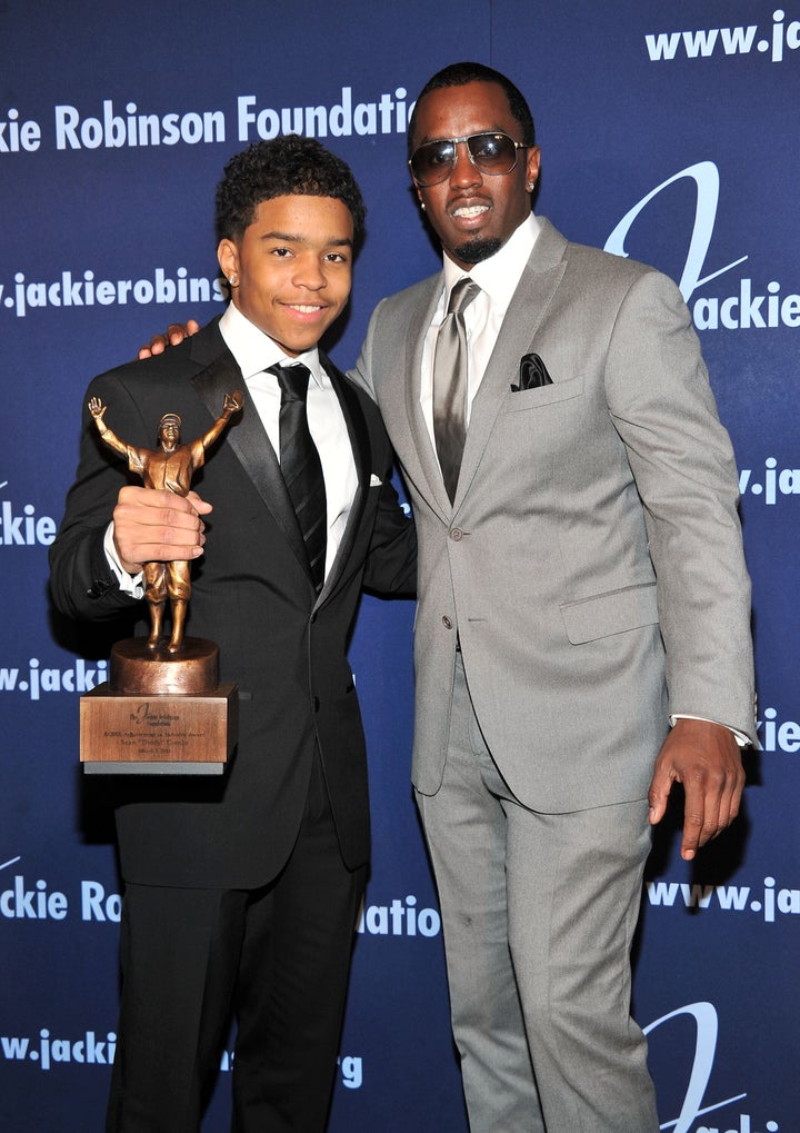 NEW YORK, NY - MARCH 07: (EXCLUSIVE COVERAGE) Justin Combs (L) and ROBIE Achievement in Industry Award recipient Sean 'Diddy