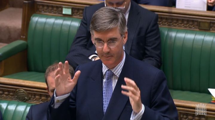 Newly installed Leader of the House of Commons Jacob Rees Mogg speaks in the House of Commons, London.