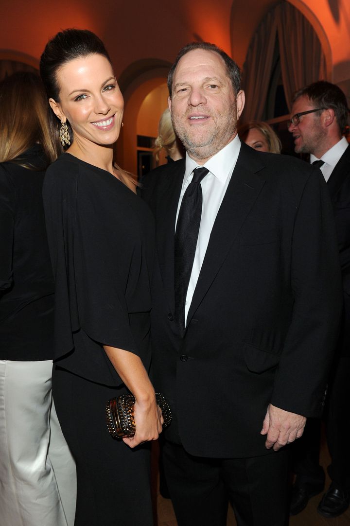 Kate Beckinsale and Harvey Weinstein attend the Vanity Fair and Gucci Party Honoring Martin Scorsese during the 63rd Annual Cannes Film Festival in 2010. 