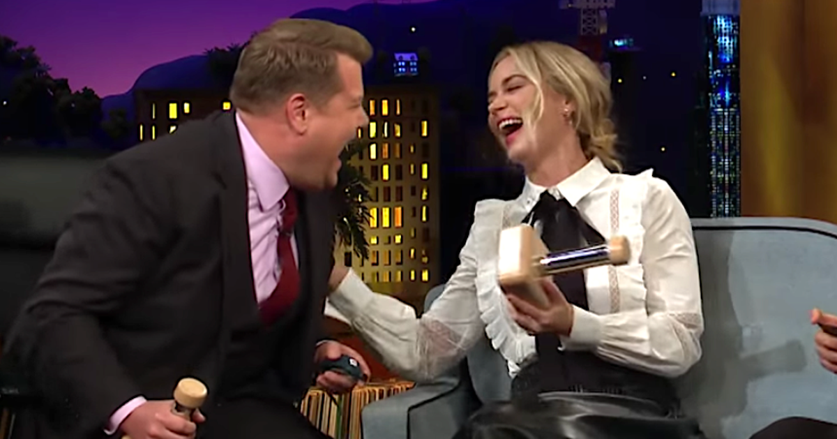 Emily Blunt And James Corden Electric-Shock Each Other For No Good Reason