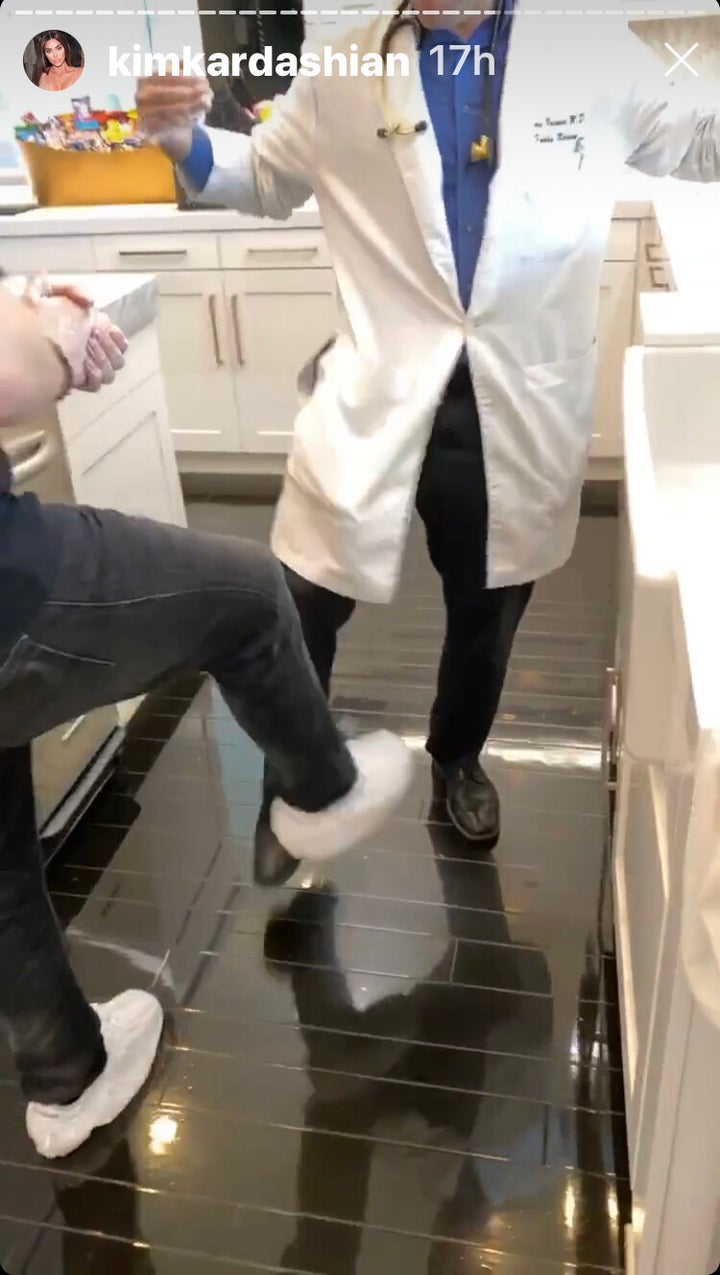 The handshake by foot.