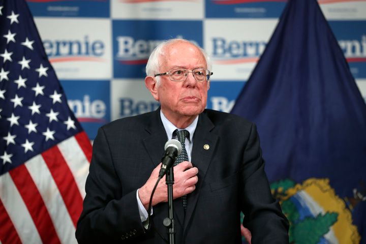 Democratic presidential candidate Sen. Bernie Sanders (I-Vt.) speaks to reporters about coronavirus on Thursday.