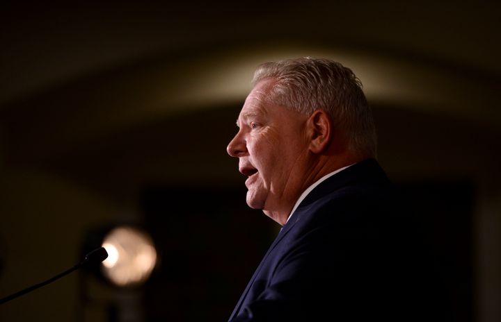Ontario Premier Doug Ford holds a media availability in Ottawa on March 12, 2020. 