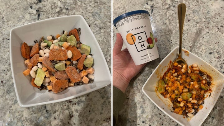 The first Daily Harvest recipe Danielle tried was the <a href="https://go.skimresources.com/?id=38395X987171&xs=1&url=https%3A%2F%2Fwww.daily-harvest.com%2Fbrowse%2Fharvest-bowls%2Fsweet-potato-wild-rice-hash%3Futm_source%3Dsponsored_content%26utm_medium%3Dcpc%26utm_campaign%3Dhuffpost%26utm_content%3Dhuffpost%26utm_term%3Deditorial%26coupon_code%3Dhuffpost25" target="_blank" role="link" rel="sponsored" class=" js-entry-link cet-external-link" data-vars-item-name="Sweet Potato + Wild Rice Hash Harvest Bowl" data-vars-item-type="text" data-vars-unit-name="5e665d9ac5b605572808cd4b" data-vars-unit-type="buzz_body" data-vars-target-content-id="https://go.skimresources.com/?id=38395X987171&xs=1&url=https%3A%2F%2Fwww.daily-harvest.com%2Fbrowse%2Fharvest-bowls%2Fsweet-potato-wild-rice-hash%3Futm_source%3Dsponsored_content%26utm_medium%3Dcpc%26utm_campaign%3Dhuffpost%26utm_content%3Dhuffpost%26utm_term%3Deditorial%26coupon_code%3Dhuffpost25" data-vars-target-content-type="url" data-vars-type="web_external_link" data-vars-subunit-name="article_body" data-vars-subunit-type="component" data-vars-position-in-subunit="35">Sweet Potato + Wild Rice Hash Harvest Bowl</a> (pictured). According to the author, she overcooked it slightly but regardless, "this was probably one of my favorite foods from my Daily Harvest test run."