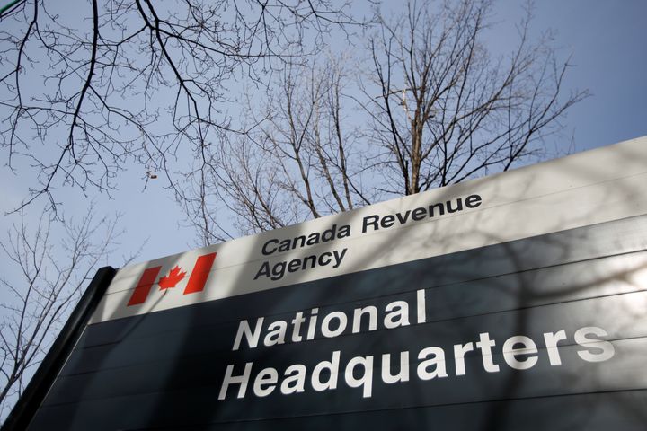 A sign is pictured outside the Canada Revenue Agency national headquarters building in Ottawa on March 13, 2017. 