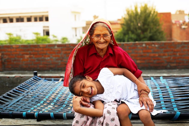 Loving granddaughter and grandmother smiling