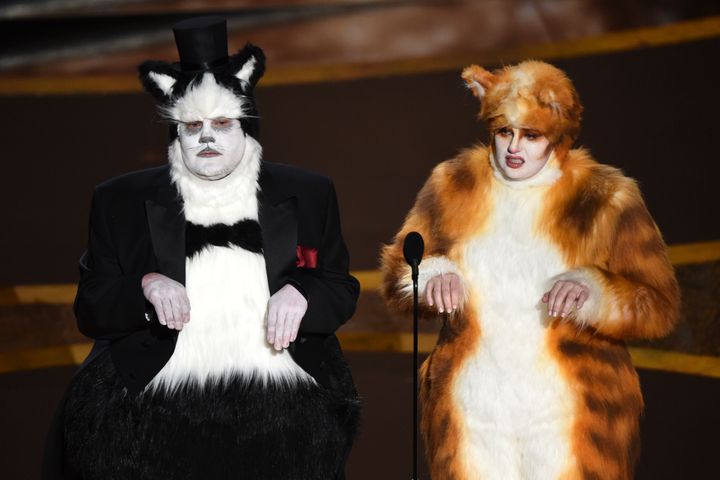 James Corden, left, and Rebel Wilson at the Oscars