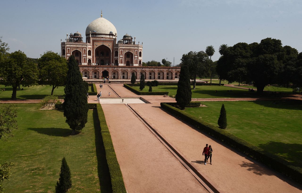 The usually crowded pathways of the front lawns of Humayuns Tomb seen deserted owing to people keeping away amid the coronavirus outbreak