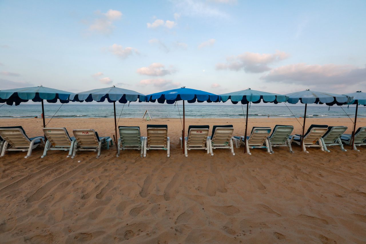 Empty chairs are seen on a beach which is usually full of tourists, amid fear of coronavirus in Phuket.