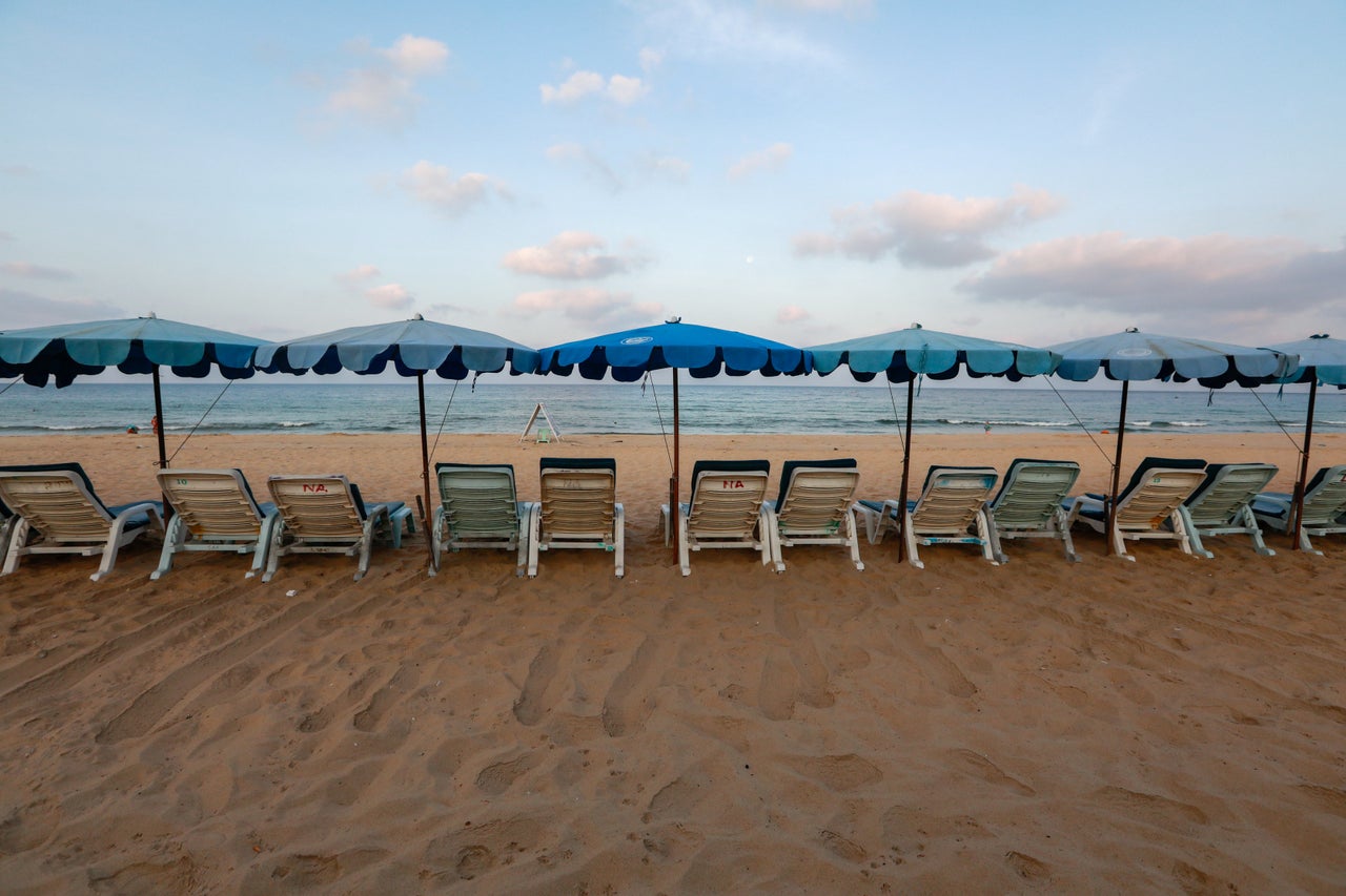 Empty chairs are seen on a beach which is usually full of tourists, amid fear of coronavirus in Phuket.