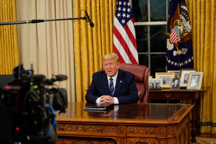 Trump addresses the nation from the Oval Office about the widening coronavirus crisis on March 11.