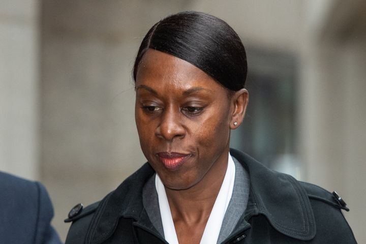 Metropolitan Police Superintendent Novlett Robyn Williams arrives at the Old Bailey in London, where she will be sentenced for possession of an indecent video of a child.