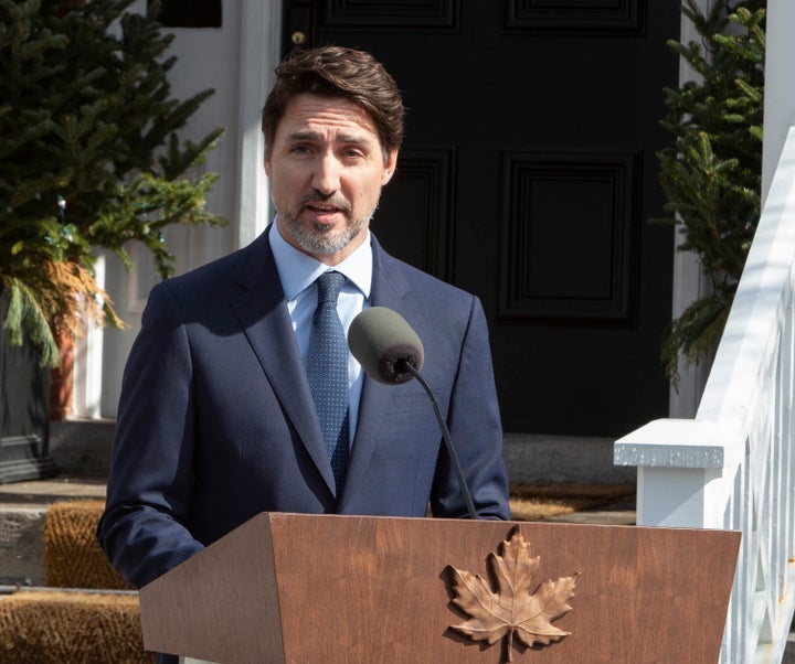 Prime Minister Justin Trudeau gives an update on the government's response to the coronavirus pandemic on Mar. 13, 2020. 