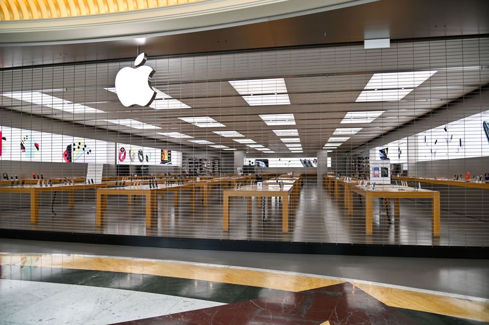 All Apple stores outside China are shutting to combat the virus. 