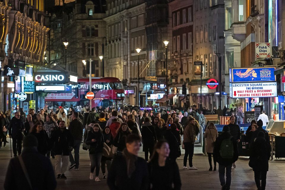 Whilst some areas of the city have become noticeably more quiet, London's West End was still busy into Friday evening. 