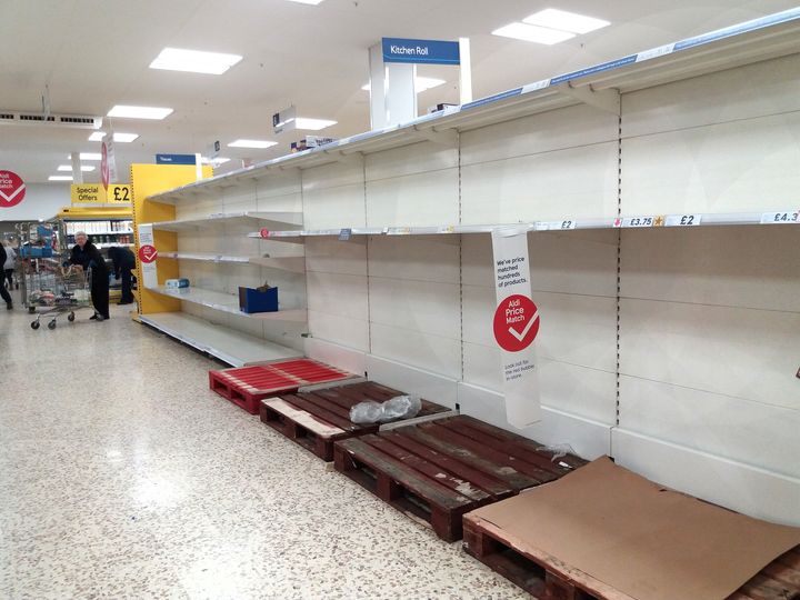 Emptied paracetamol shelves at a supermarket amid coronavirus fears in London.