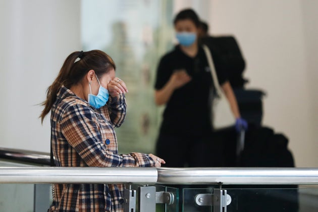 Passengers arrives at Sydney airport on March 16, 2020 in Sydney, Australia.