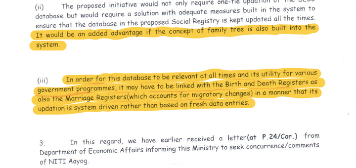 NITI Aayog proposing family tree and linking with birth-death registries