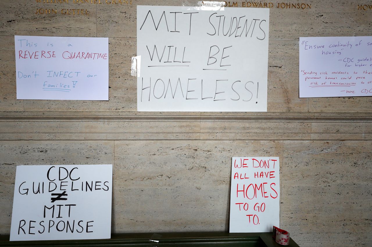 The Massachusetts Institute of Technology, along with some other schools, faced protests by students upset about the lack of exemptions to stay on campus because they didn't have safe or available homes to return to.