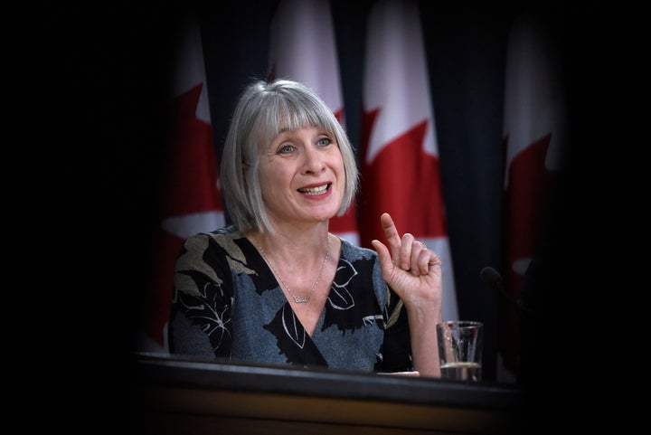 Health Minister Patty Hajdu speaks during a press conference on COVID-19 at the National Press Theatre in Ottawa on March 16, 2020.