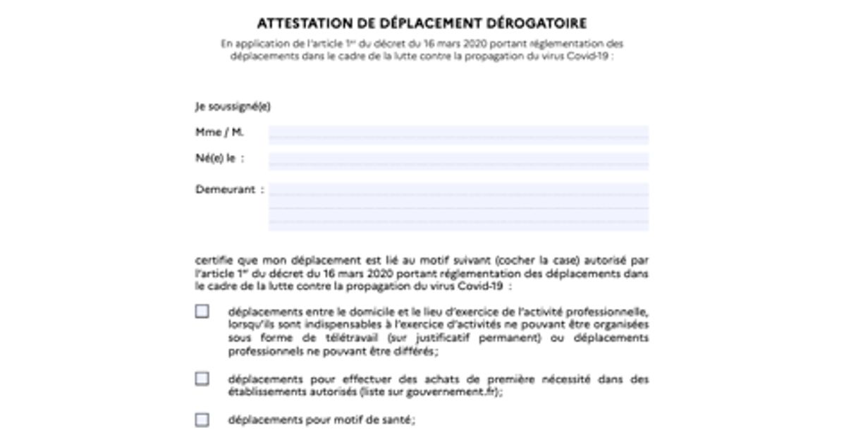 Pas D Imprimante Pour Votre Derogation De Deplacement Pas De