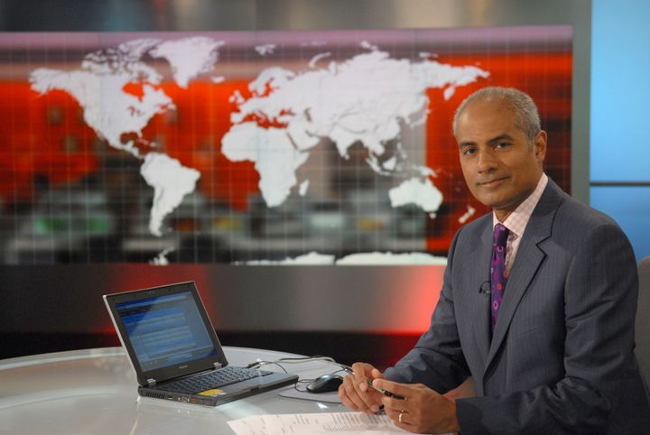 George Alagiah in the BBC World News studio