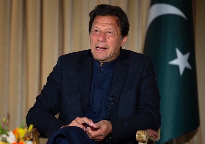 Pakistan's Prime Minister Imran Khan speaks to The Associated Press, in Islamabad, Pakistan, Monday, March 16, 2020.