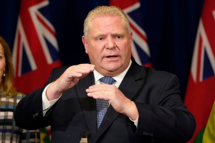 Ontario Premier Doug Ford declares a state of emergency at the Ontario legislature in Toronto on March 17, 2020.