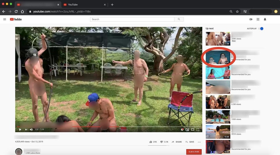 Searching YouTube for clips featuring adult nudity quickly led down a rabbit hole of algorithmically...