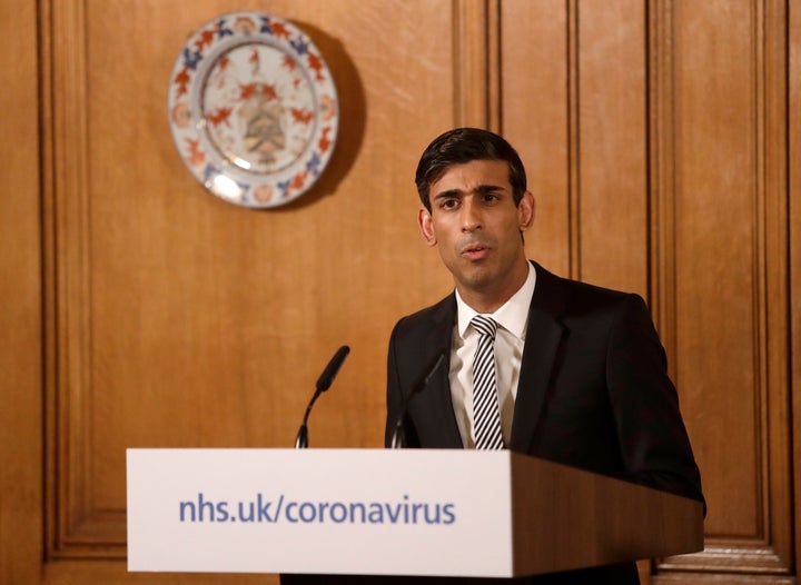 Rishi Sunak gives a press conference about the ongoing situation with the Covid-19 coronavirus outbreak inside 10 Downing Street