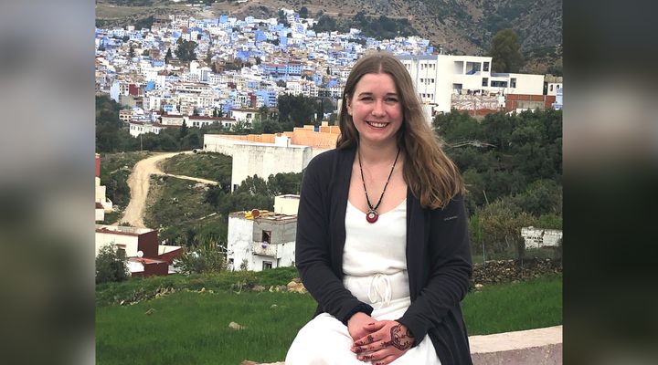 Emily Golem in Morocco in March 2020, where she is now stranded as the country halts all international flights to protect against the coronavirus pandemic. 