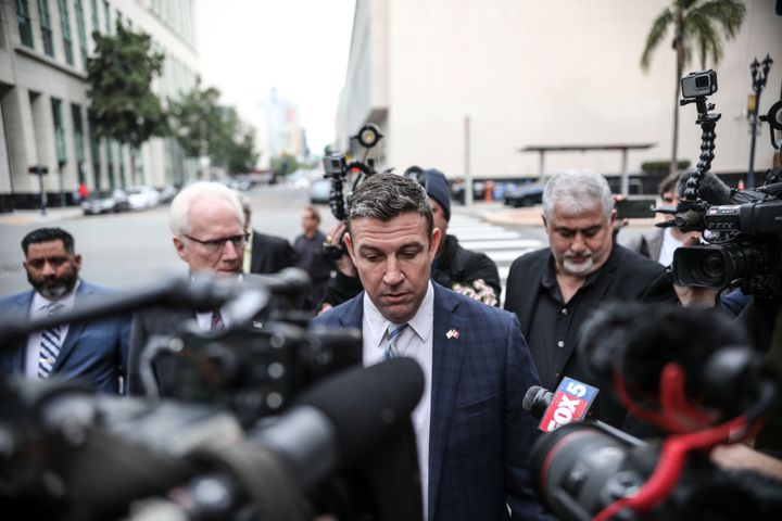 SAN DIEGO, CA - DECEMBER 03: Rep. Duncan Hunter (R-CA) walks into Federal Courthouse on December 3, 2019 in San Diego, California. Congressman Hunter is expected to plead guilty to charges that he violated federal campaign finance laws by using campaign funds for extensive personal expenses.(Photo by Sandy Huffaker/Getty Images)