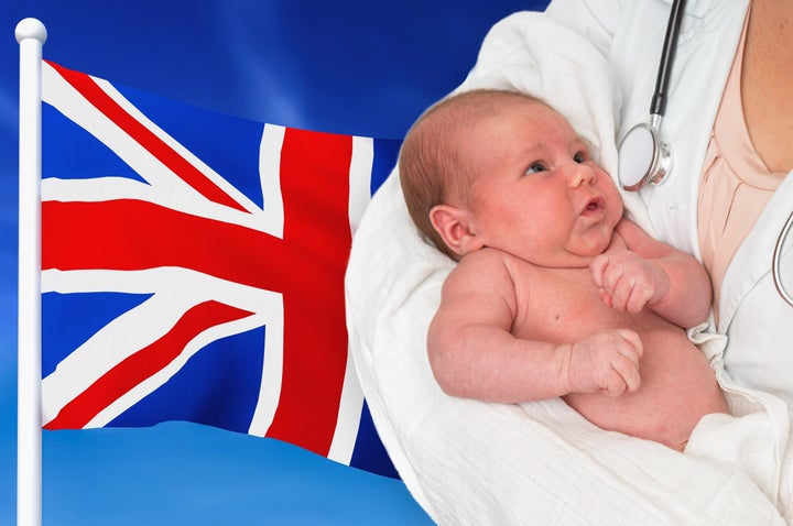 The baby was tested minutes after birth in a London hospital, the Sun reports.