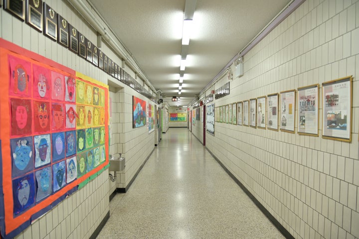 An empty hallway at Yung Wing School P.S. 124 in the Manhattan borough of New York City. Public schools in New York City have been shut down until at least until April 1 amid the spread of coronavirus.