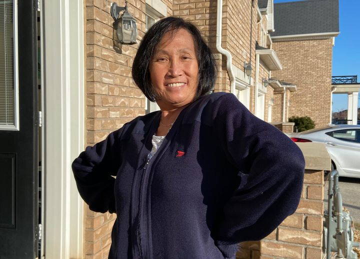 The author's mom, Doris, in front of her home earlier this week.