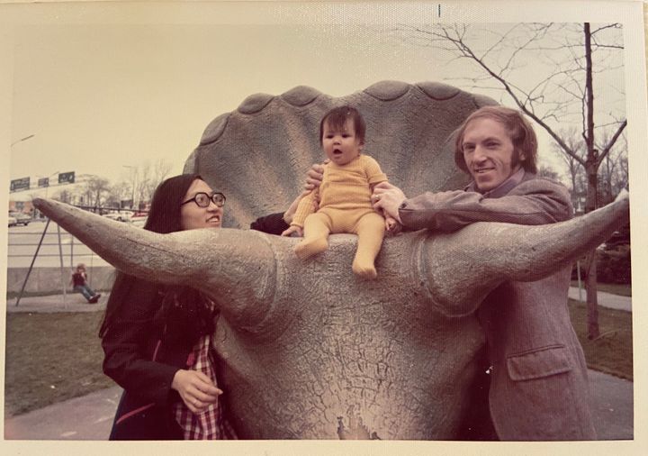 The author and her parents, Doris and Tom, when the family first arrived in Canada in 1974.