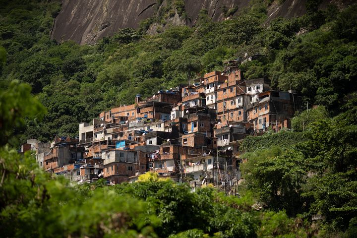 The Rocinha favela stands out from a hillside in Rio de Janeiro, Brazil, on March 16, 2020. Rocinha, Brazil's largest favela, is home to about 70,000 people, as of the latest census. Brazil's neglect of favela residents could make favelas hot spots for outbreaks of COVID-19.