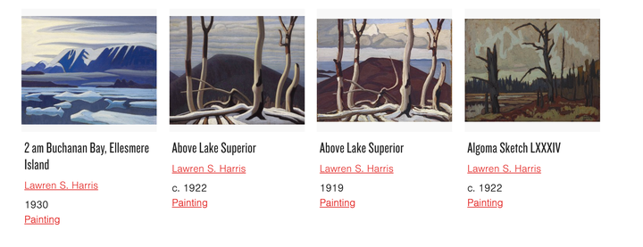 Lawren Harris paintings available to view through the AGO's online collection.