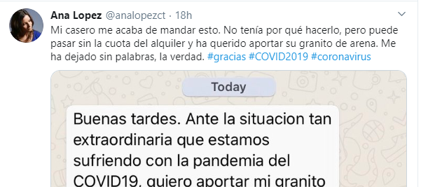 El mensaje recibido por una inquilina.