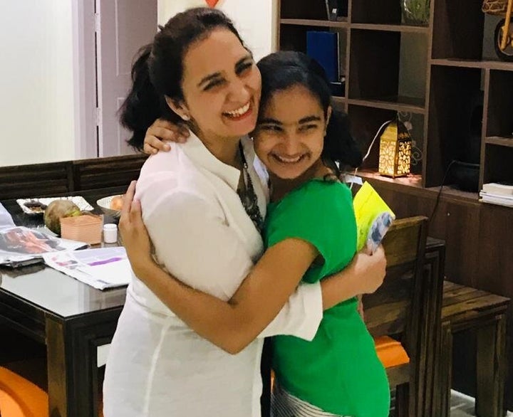 Waiting for the Big Hug : Dr Sushila Kataria with her 13 years old daughter Samriddhi.