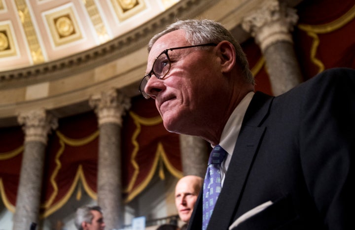 UNITED STATES - FEBRUARY 04: Sen. Richard Burr, R-N.C., walks through Statuary Hall to the House chamber before the start of 