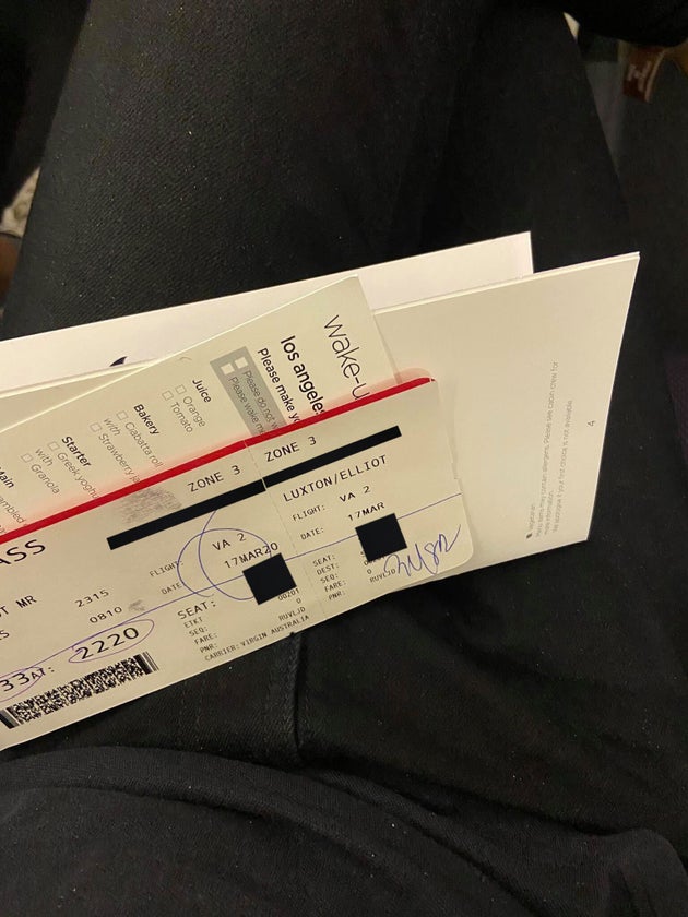 Luxton made it onto his flight at LAX after a cutting his time in the US short.